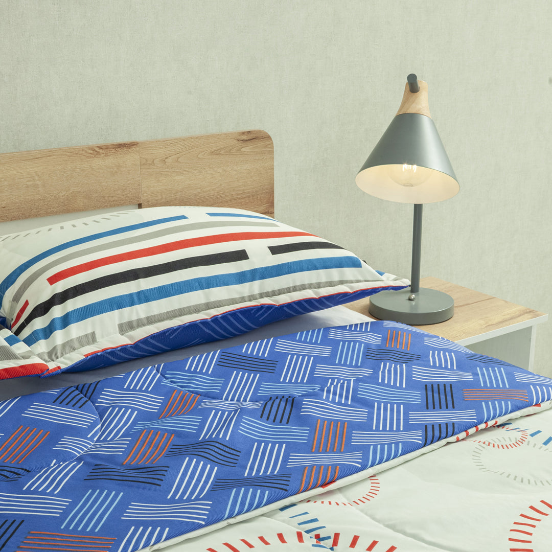 Cubrelecho Semiacolchado Doble Faz Grafito Moderno