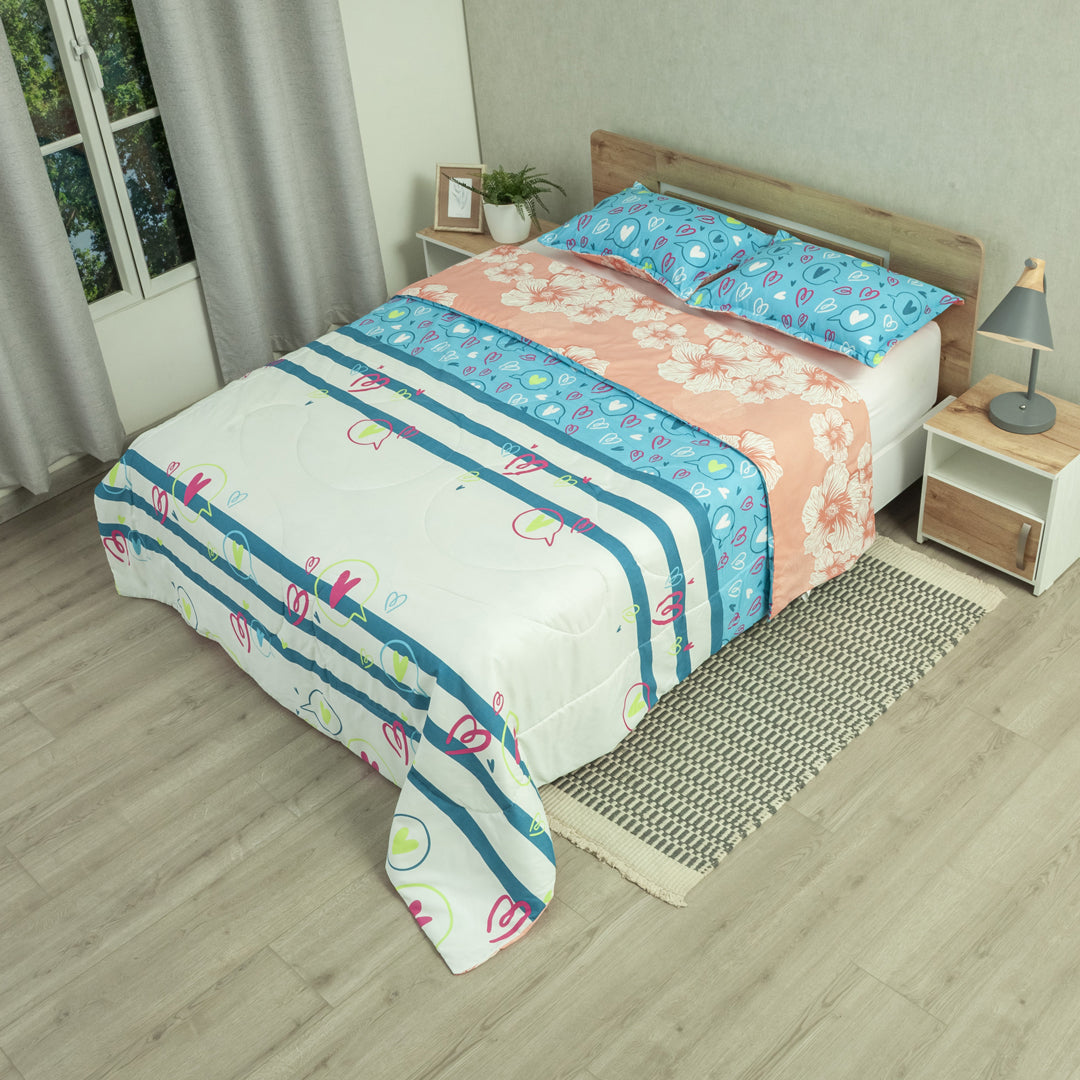 Cubrelecho Semiacolchado Doble Faz Dulce Primavera