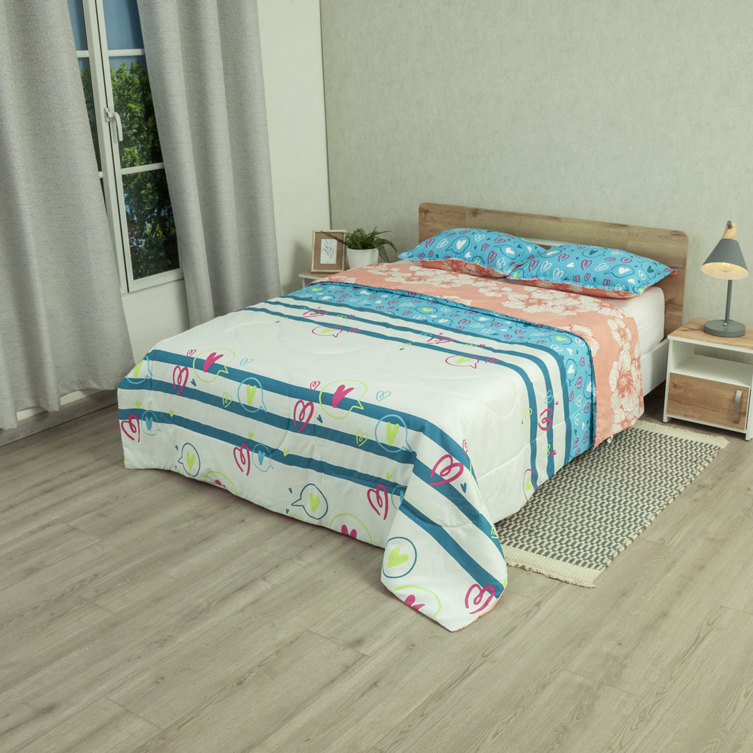 Cubrelecho Semiacolchado Doble Faz Dulce Primavera