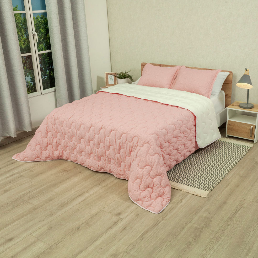 Cubrelecho Flora Rosado