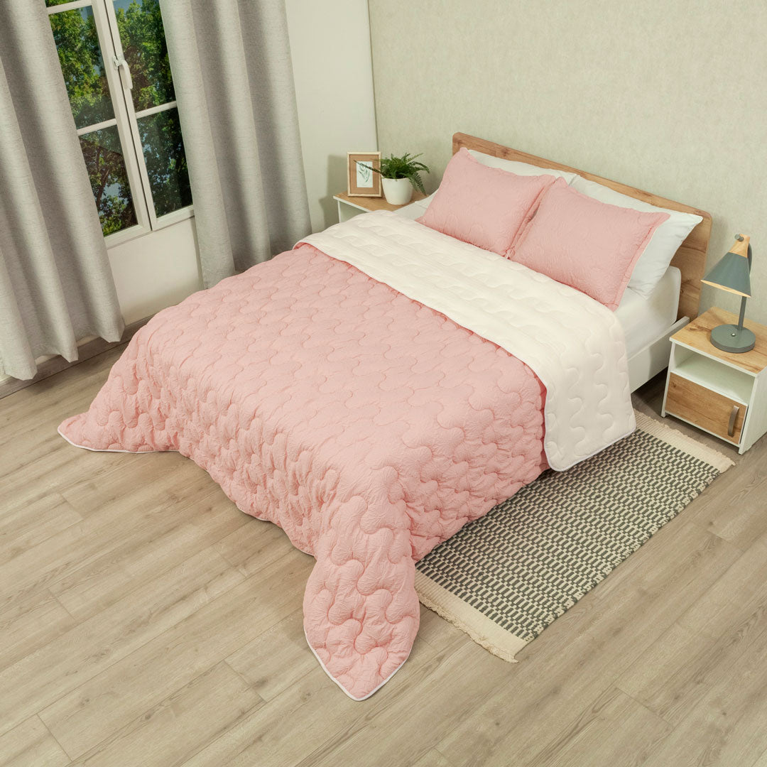 Cubrelecho Flora Rosado