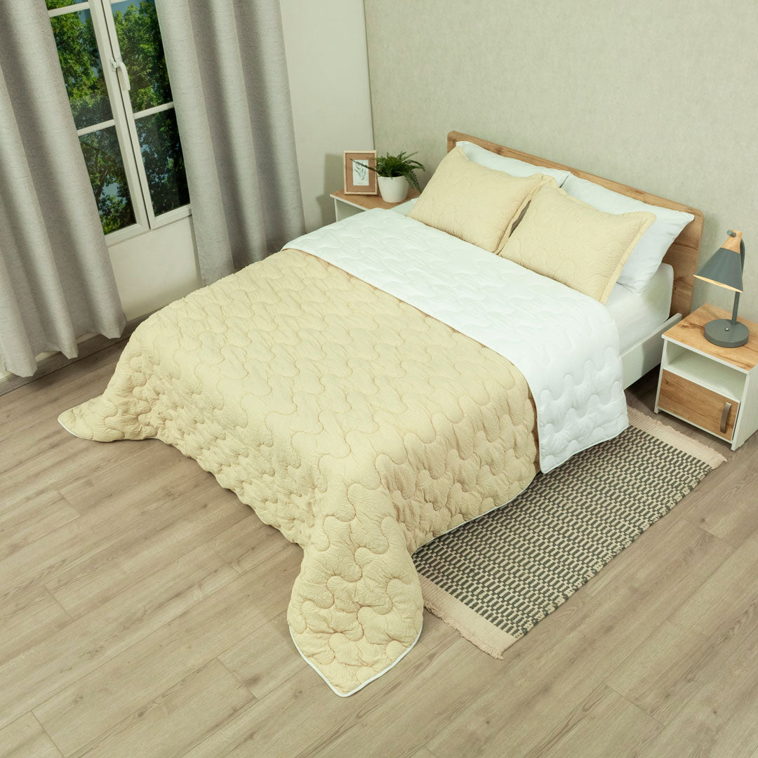 Cubrelecho Flora Amarillo - Blanco