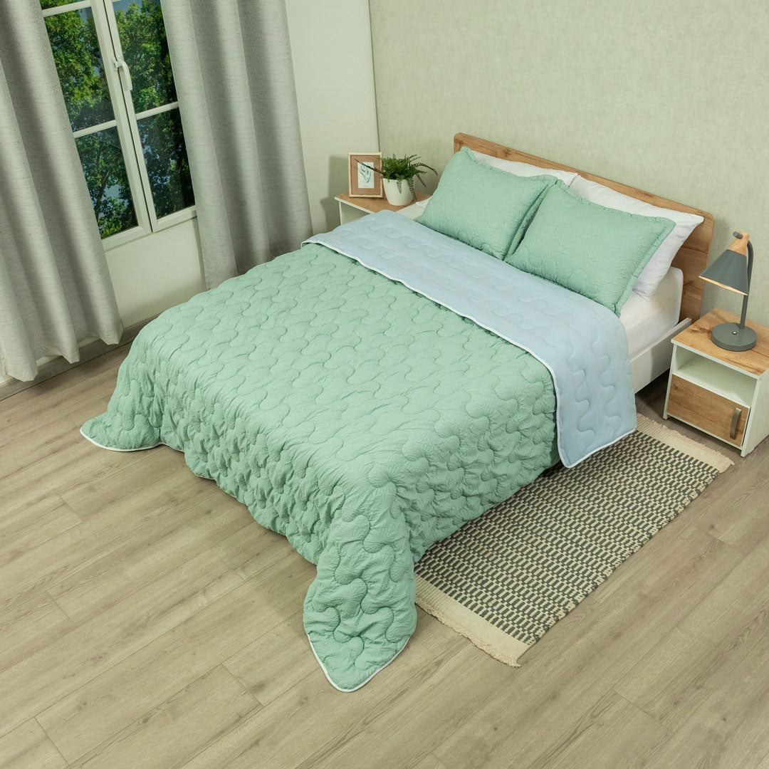 Cubrelecho Flora Verde - Azul