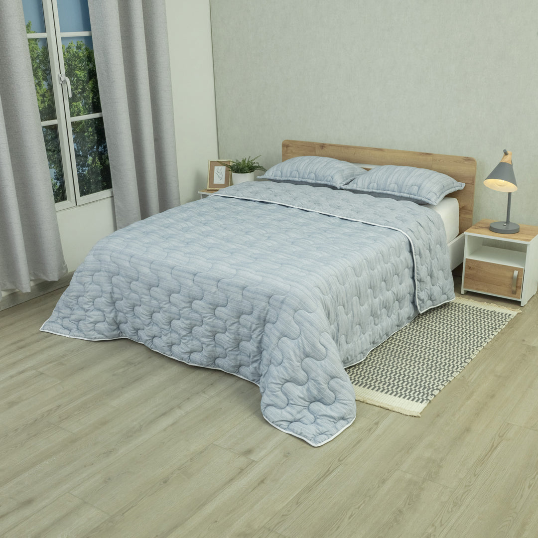 Cubrelecho Superacolchado Equilibrio Azul