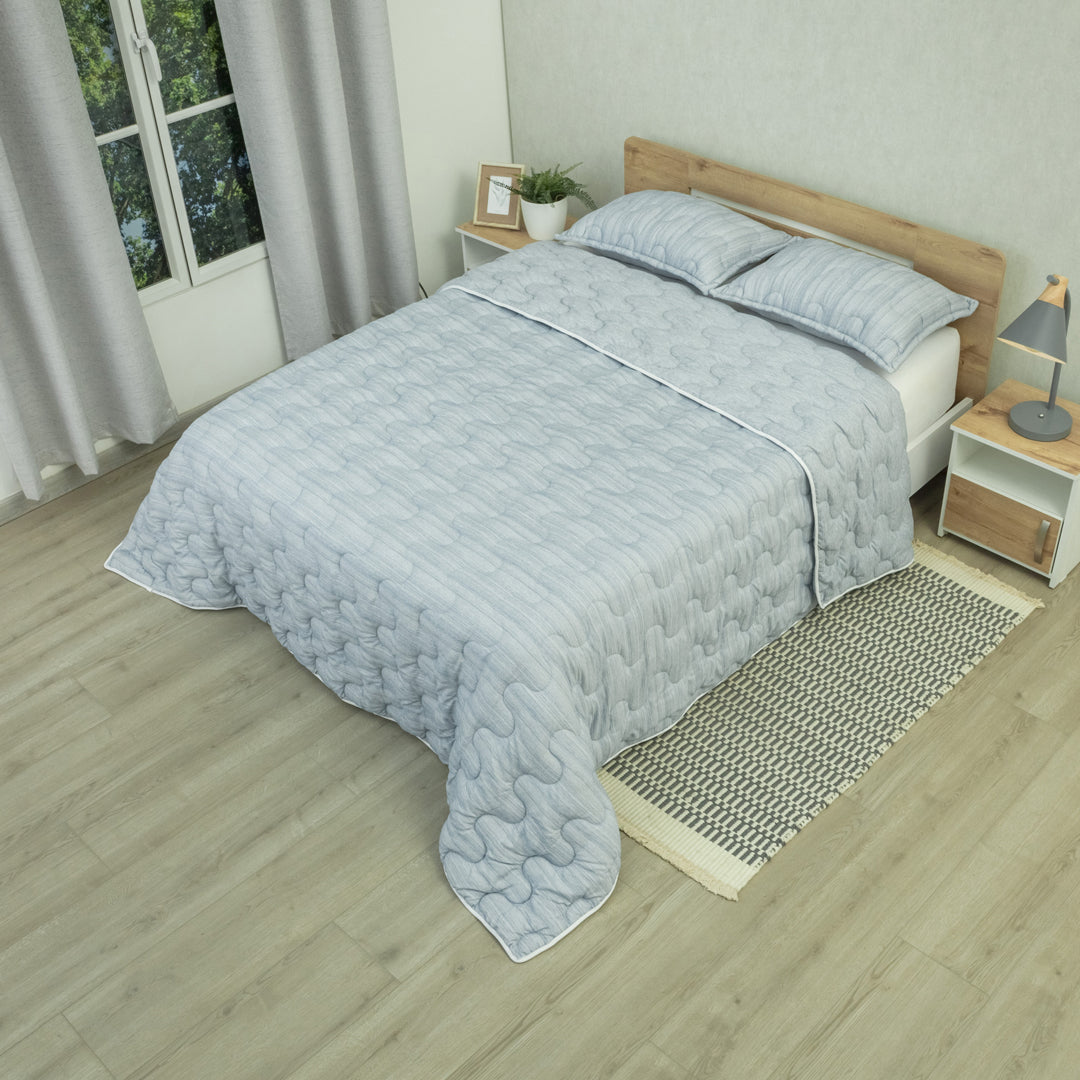 Cubrelecho Superacolchado Equilibrio Azul