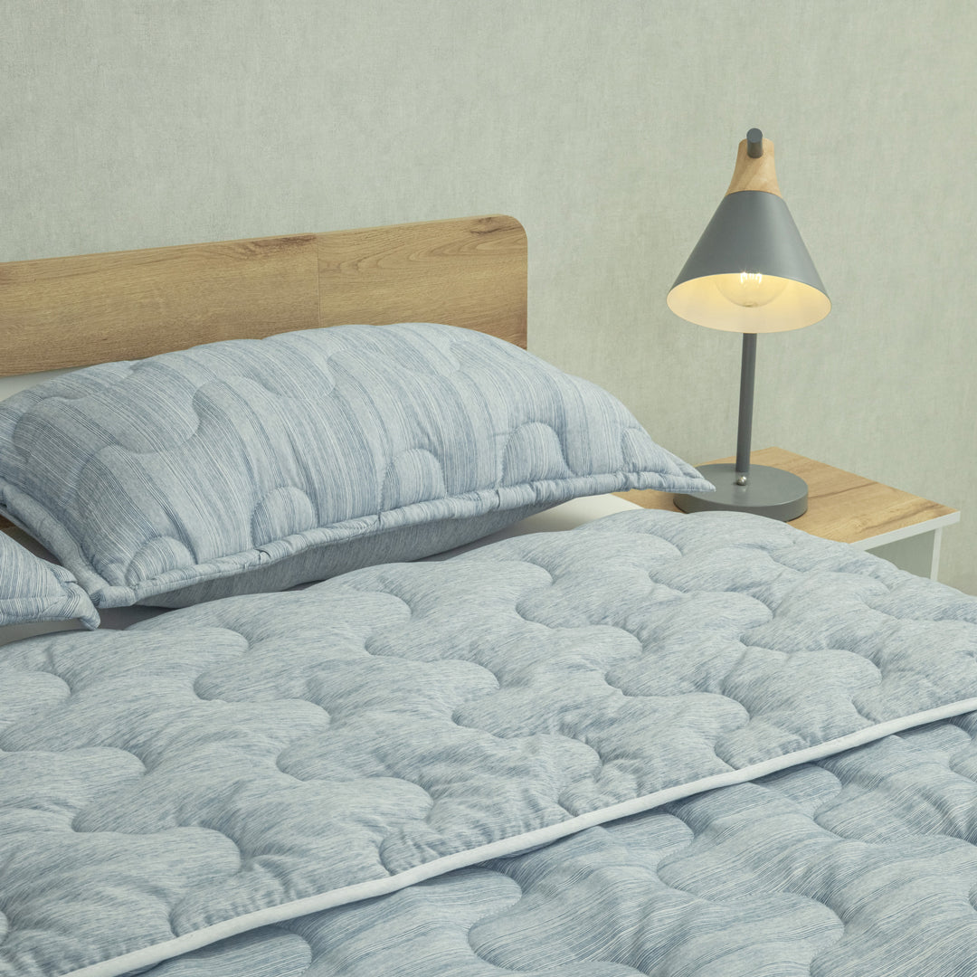 Cubrelecho Superacolchado Equilibrio Azul