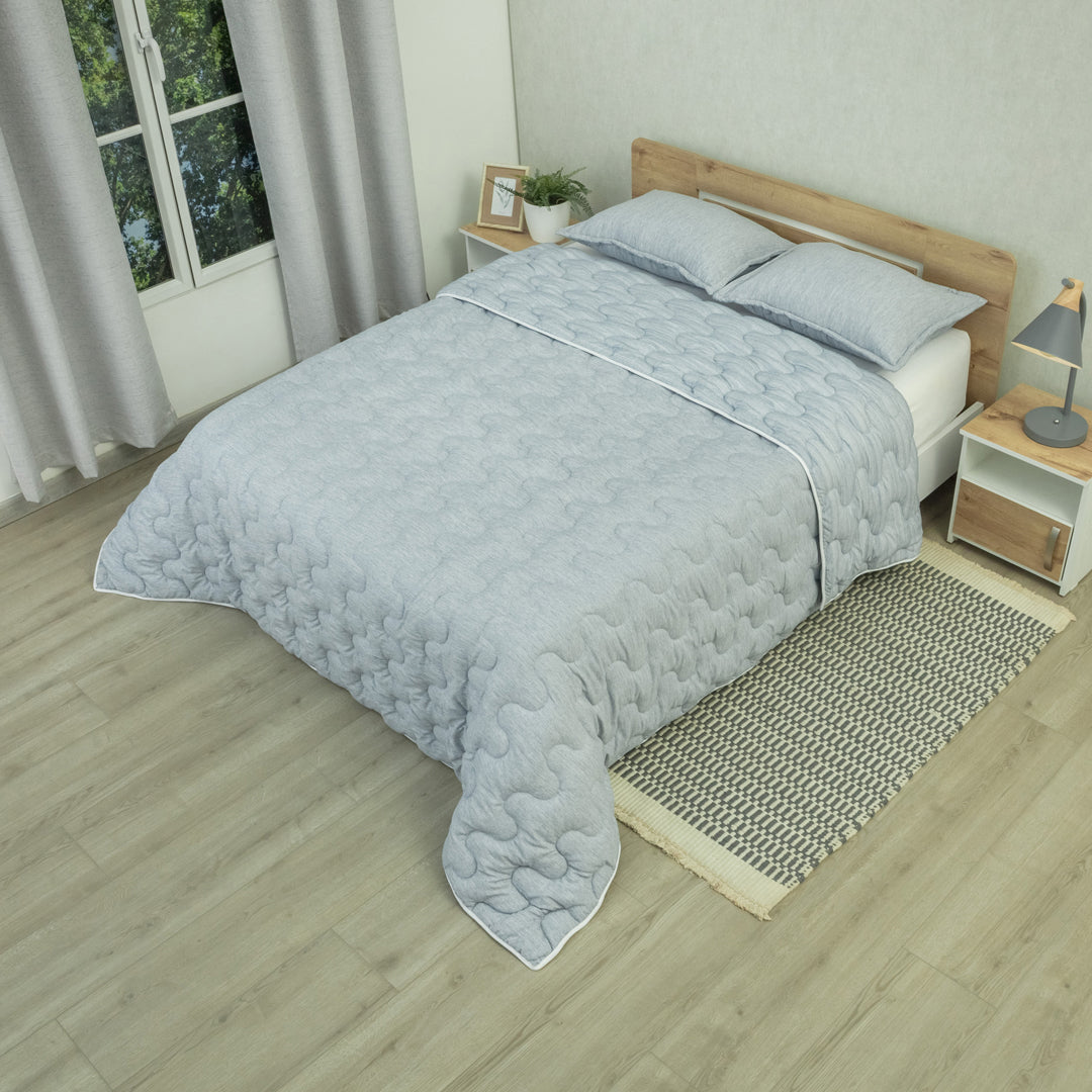 Cubrelecho Superacolchado Equilibrio Azul