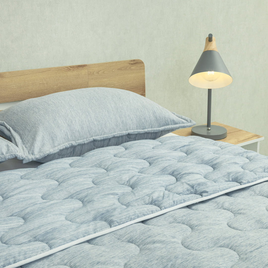 Cubrelecho Superacolchado Equilibrio Azul