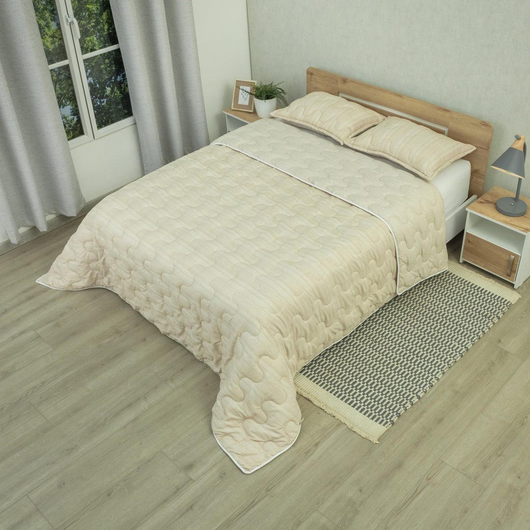 Cubrelecho Superacolchado Equilibrio Beige