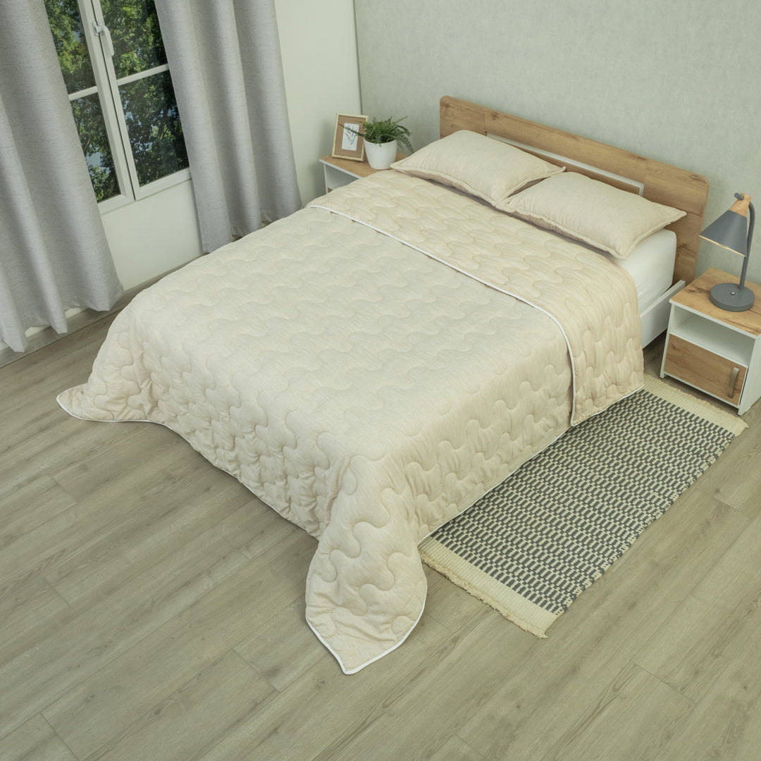 Cubrelecho Superacolchado Equilibrio Beige