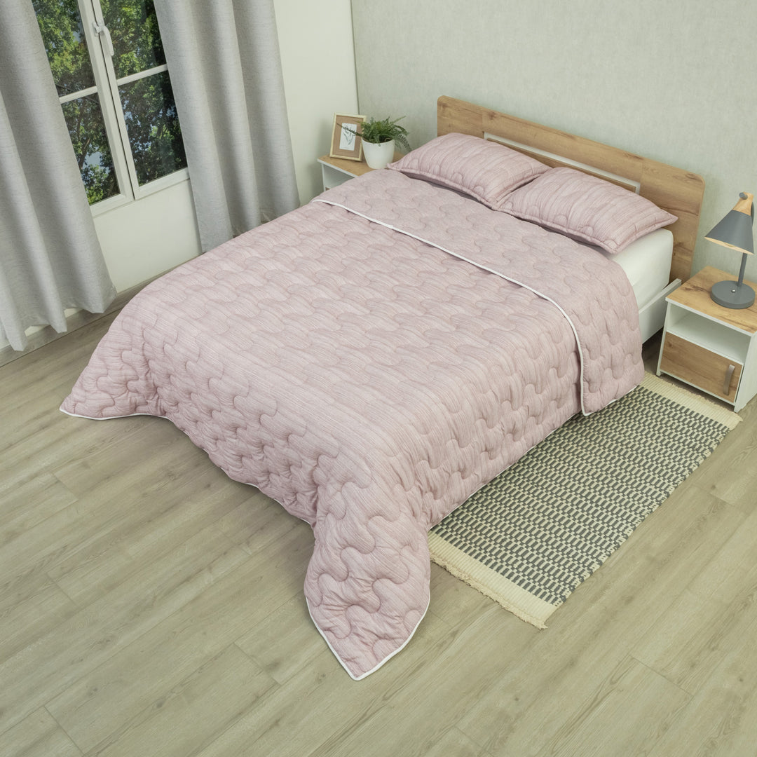 Cubrelecho Superacolchado Equilibrio Rosa