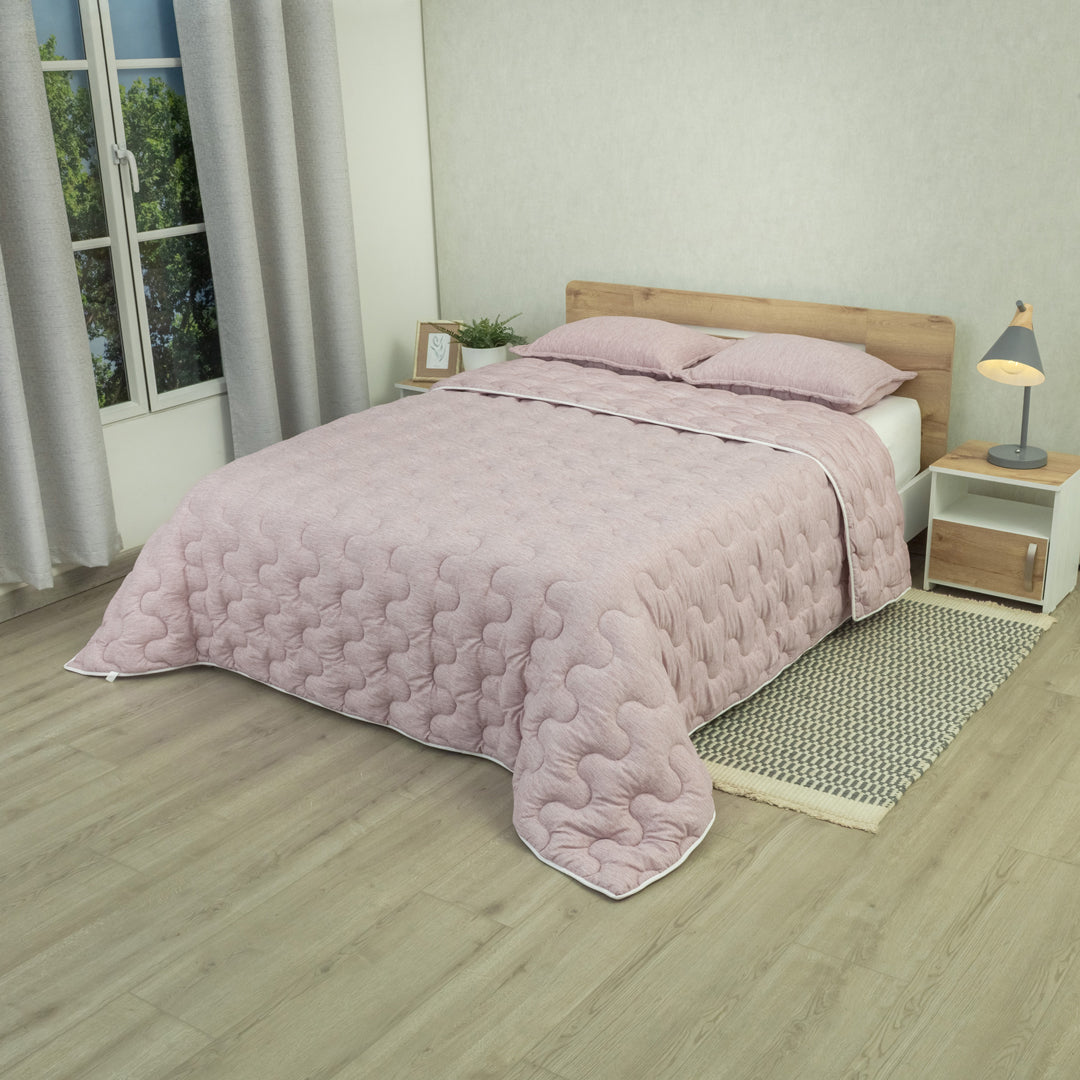 Cubrelecho Superacolchado Equilibrio Rosa