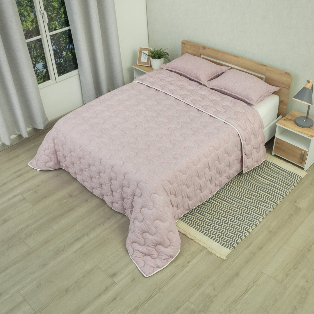 Cubrelecho Superacolchado Equilibrio Rosa