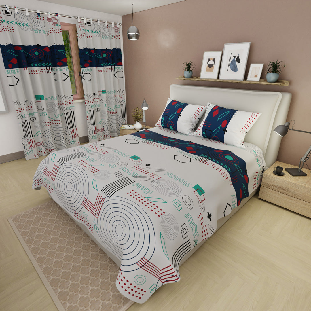 Juego De Sábanas Microfibra Suavizada Fusión Moderna Blanca