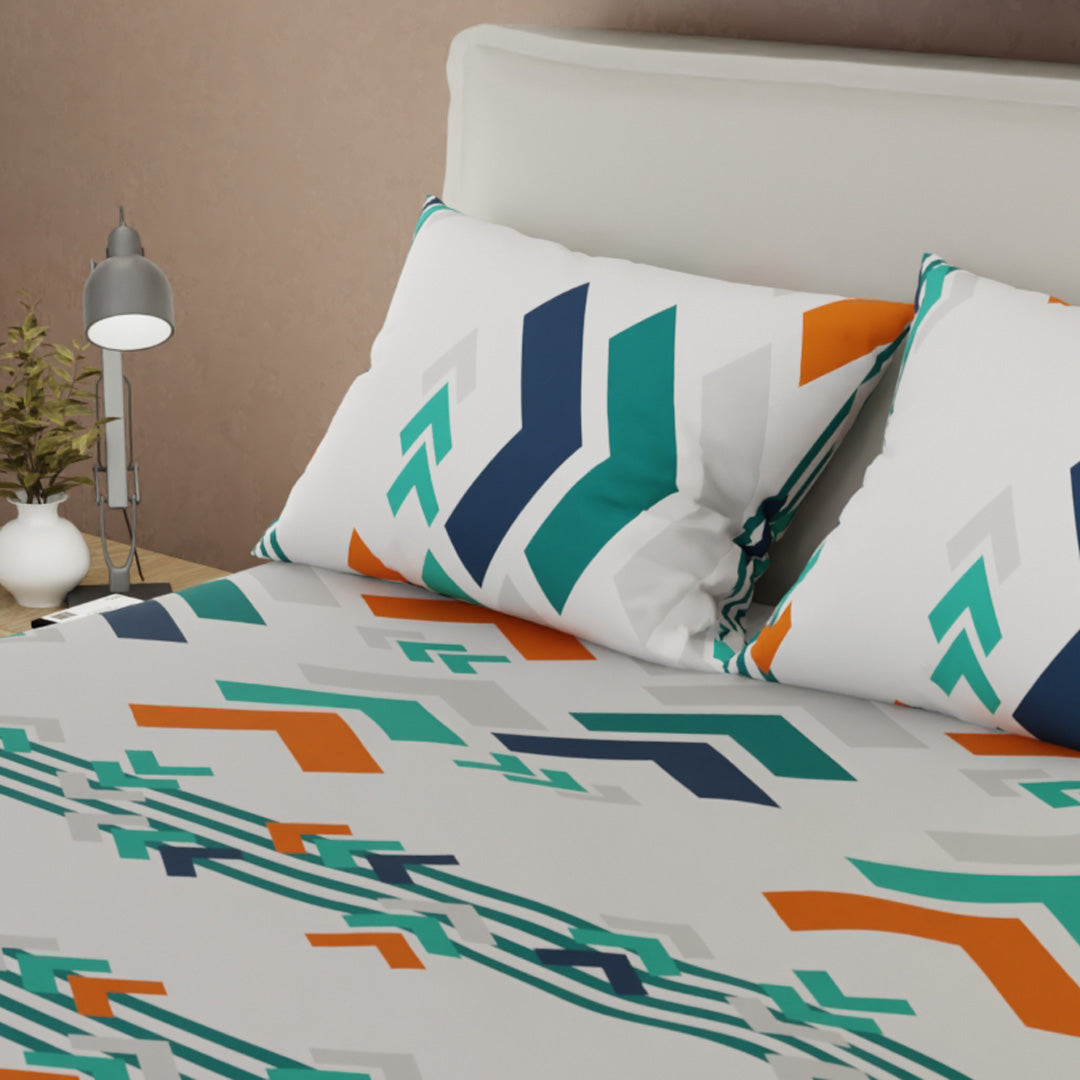 Juego De Sábanas Microfibra Suavizada Esencia Acua Colorida