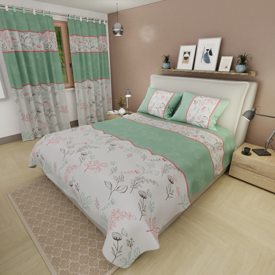 Juego De Sábanas Microfibra Suavizada Sueños Botánicos Verdes