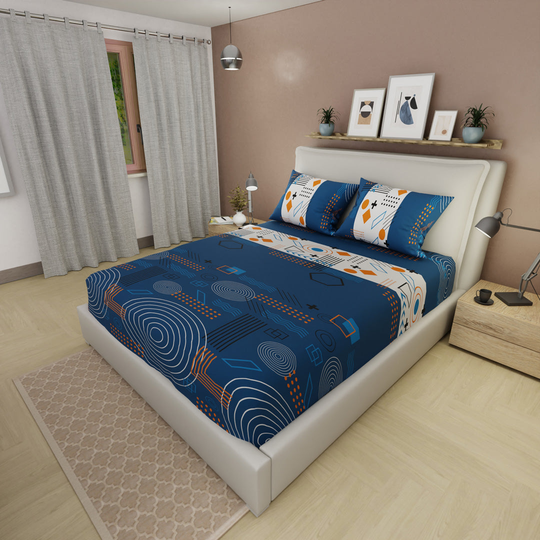 Sábana Ajustable Sueños Fusión Moderna Azul