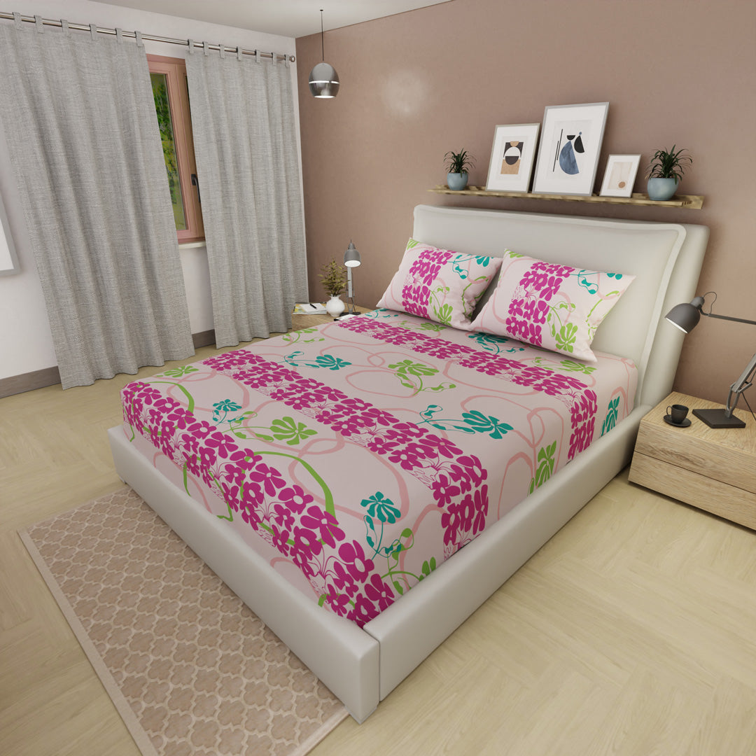 Sábana Ajustable Sueños Petalia Fucsia
