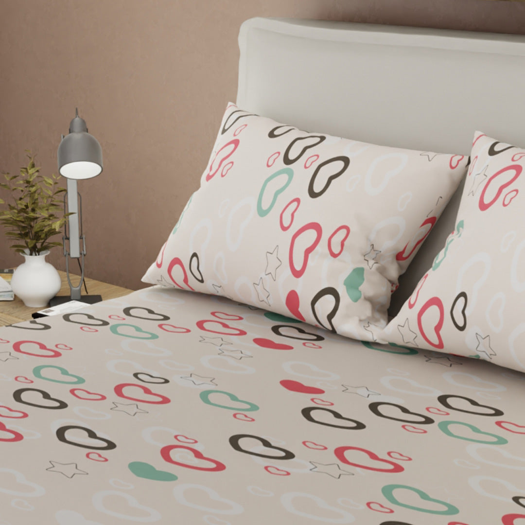 Sábana Ajustable Explosión De Amor Blanco