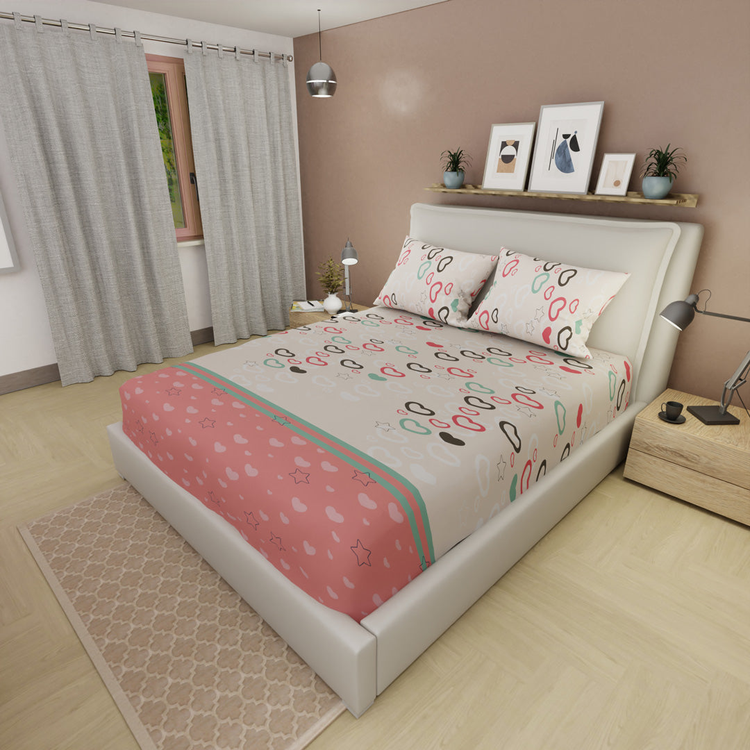 Sábana Ajustable Explosión De Amor Blanco