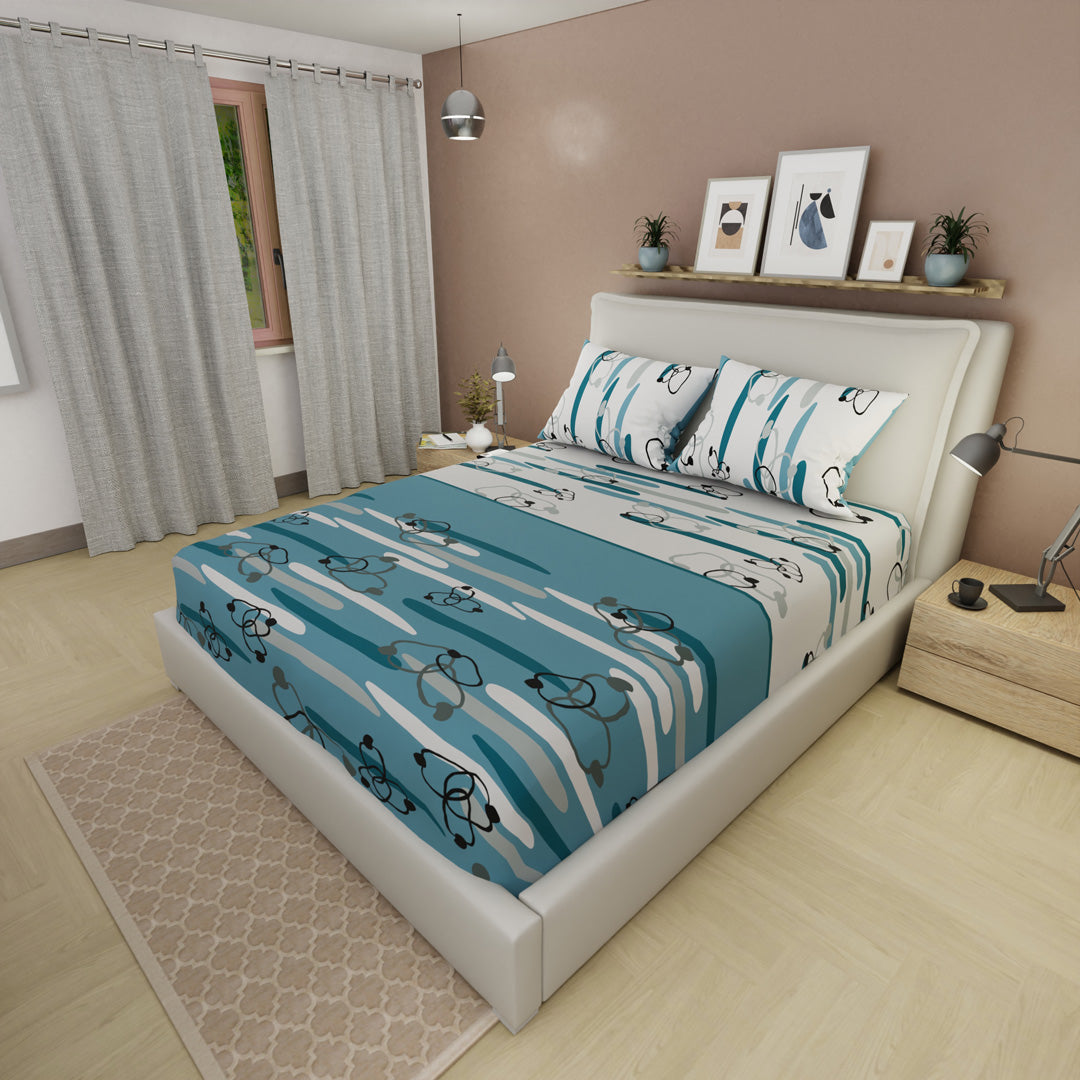 Sábana Ajustable  Líneas De Océano