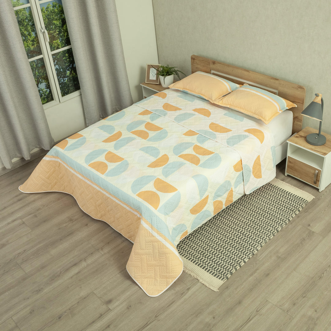 Cubrelecho Termosellado Doble Faz Style Curvas Del Tiempo