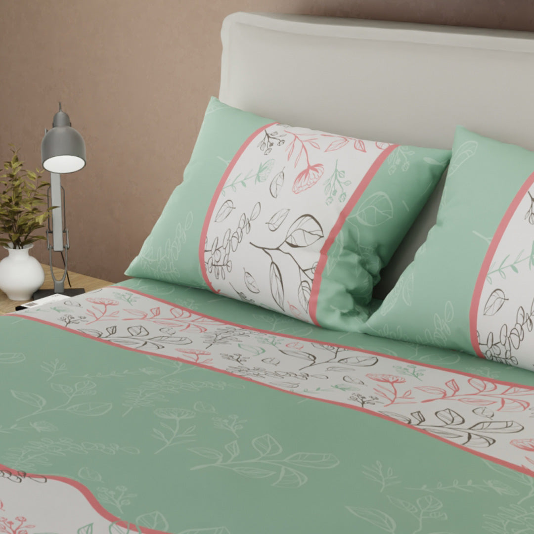 Juego De Sábanas Con Cortinas  Botánicos Verdes