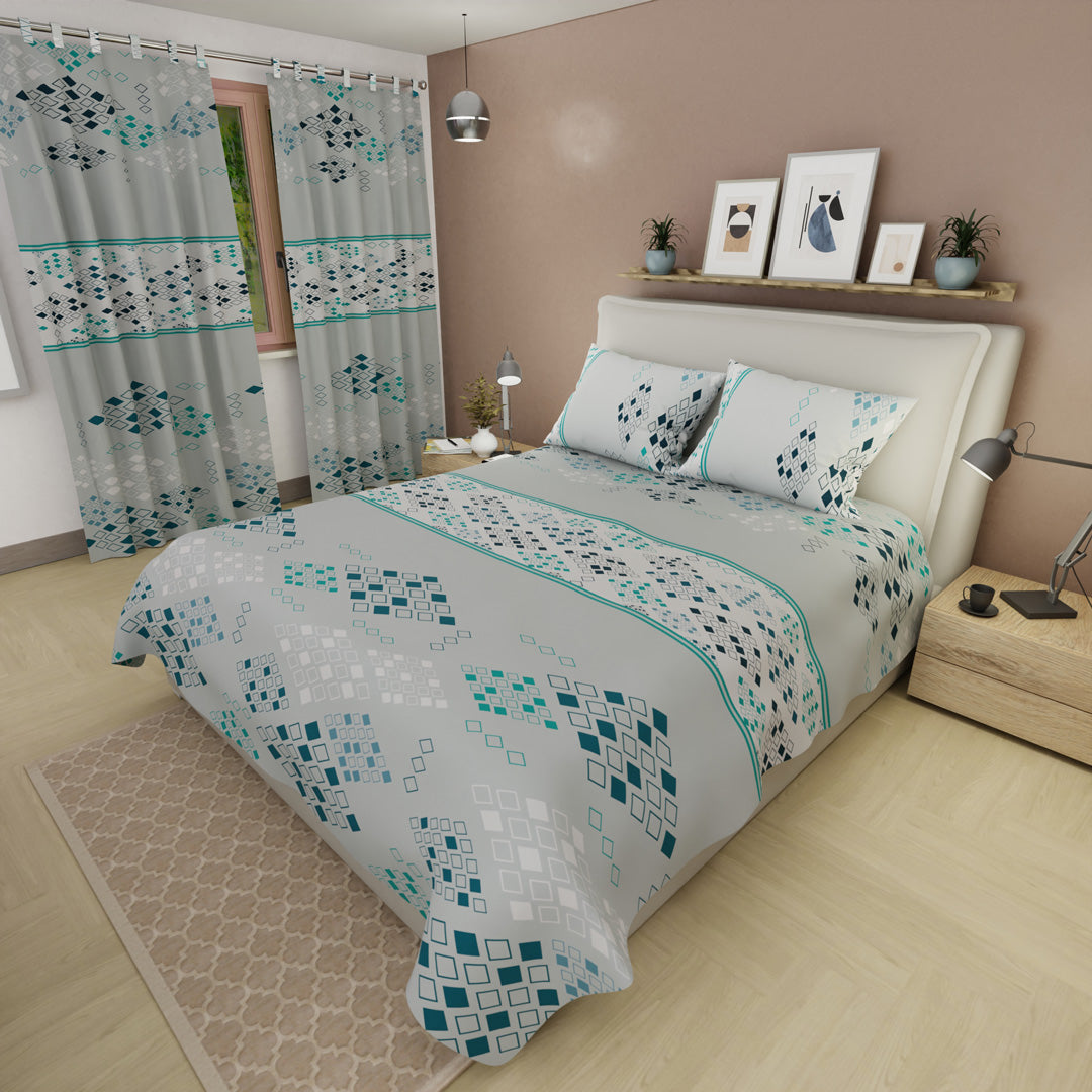 Juego De Sábanas Con Cortinas Prisma Blanco