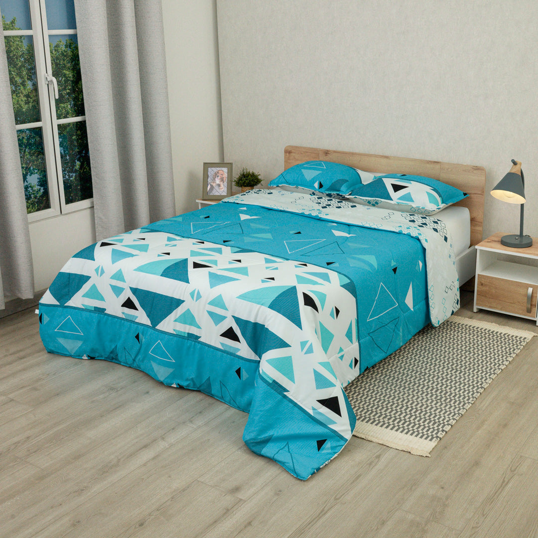 Cubrelecho Semiacolchado Doble Faz  Pulse Moderno Azul