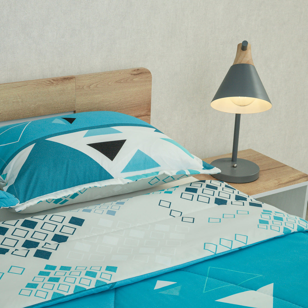 Cubrelecho Semiacolchado Doble Faz  Pulse Moderno Azul