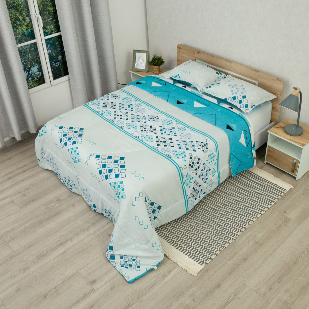 Cubrelecho Semiacolchado Doble Faz  Pulse Moderno Azul