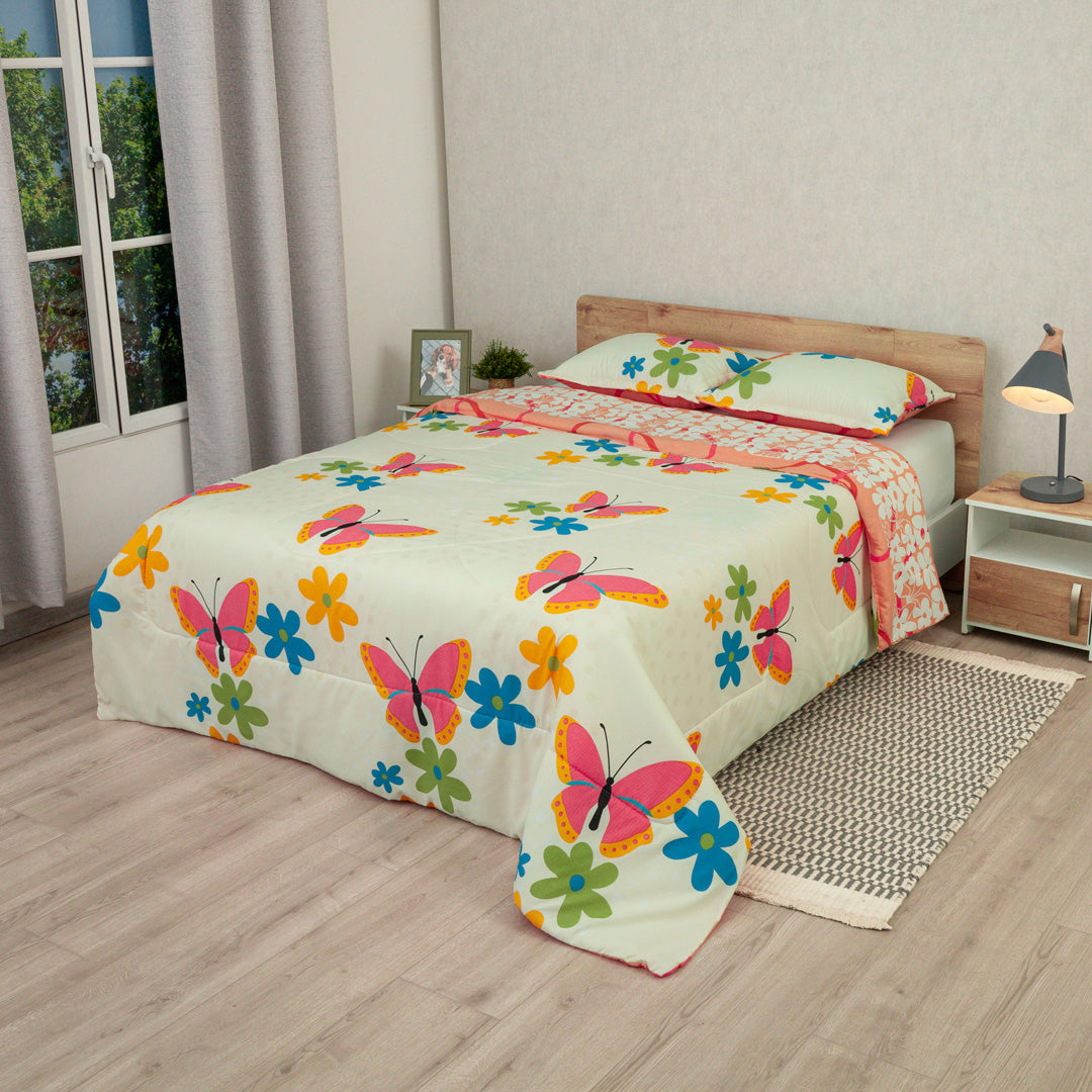 Cubrelecho Semiacolchado Doble Faz  Petalia Naranja