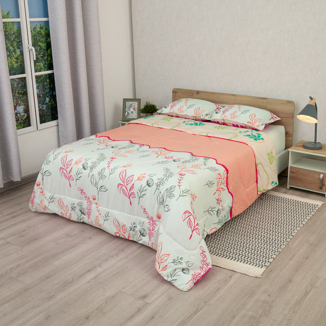 Cubrelecho Semiacolchado Doble Faz Sueños Botánicos