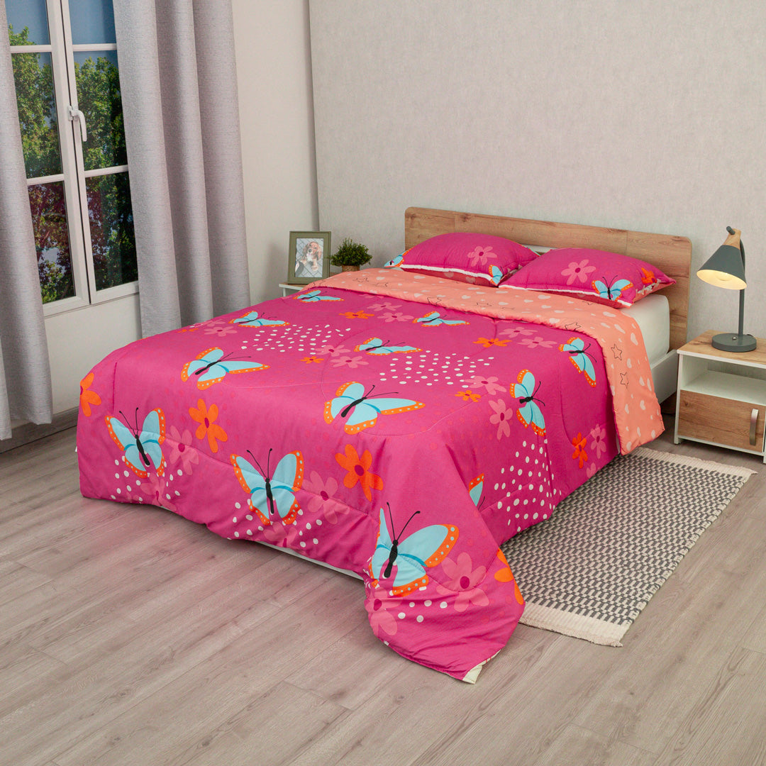 Cubrelecho Semiacolchado Doble Faz Glow Fucsia