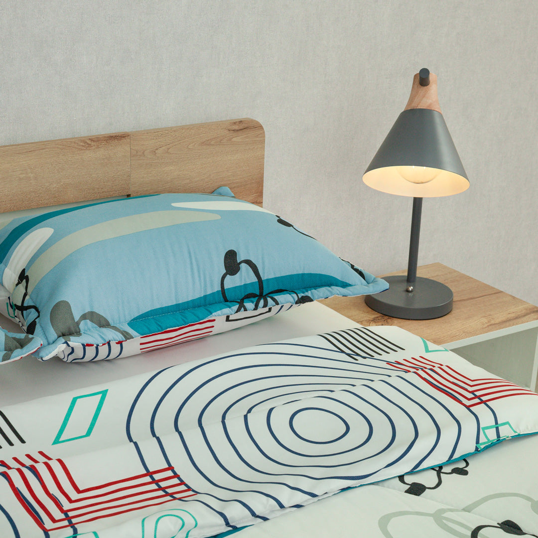 Cubrelecho Semiacolchado Doble Faz Fusión Moderna Blue