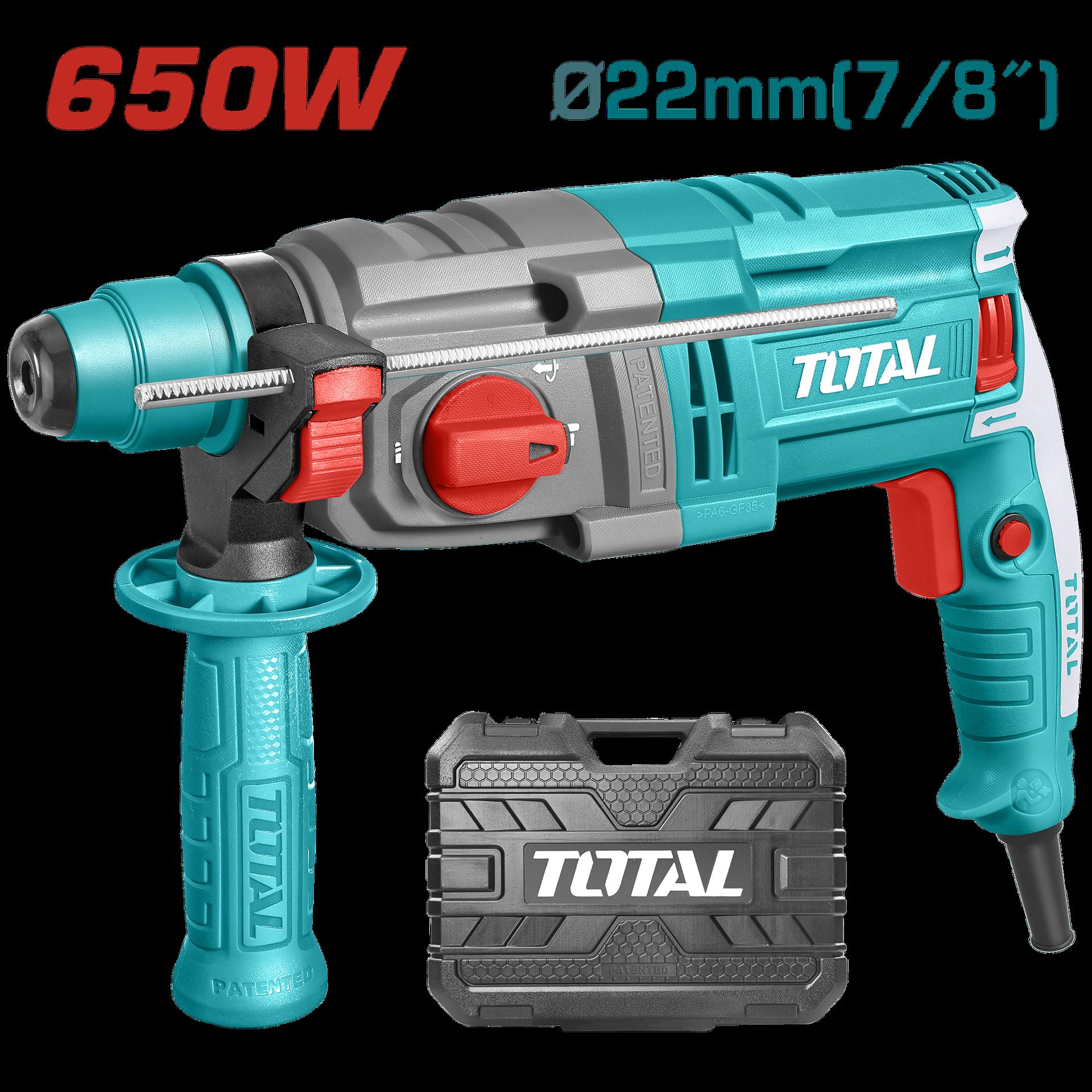 Taladro Rotomartillo Sds Plus 650W 17 Joules 110120V Incluye 2 Brocas Y 1 Juego De Escobillas Super Total Uth306236