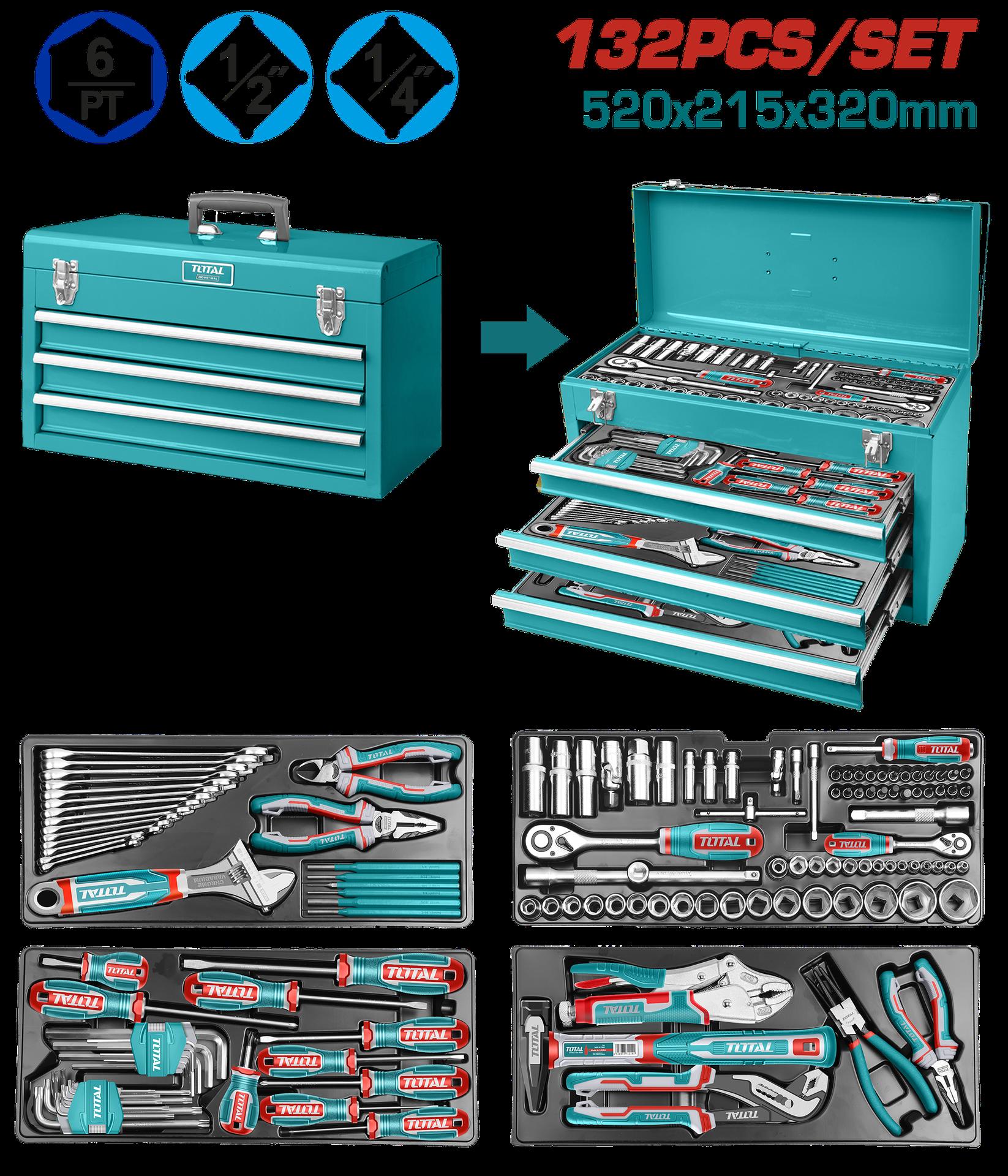 Caja Herramienta Metalica Incluye 132 Pzs Industrial Super Total Thptcs71321