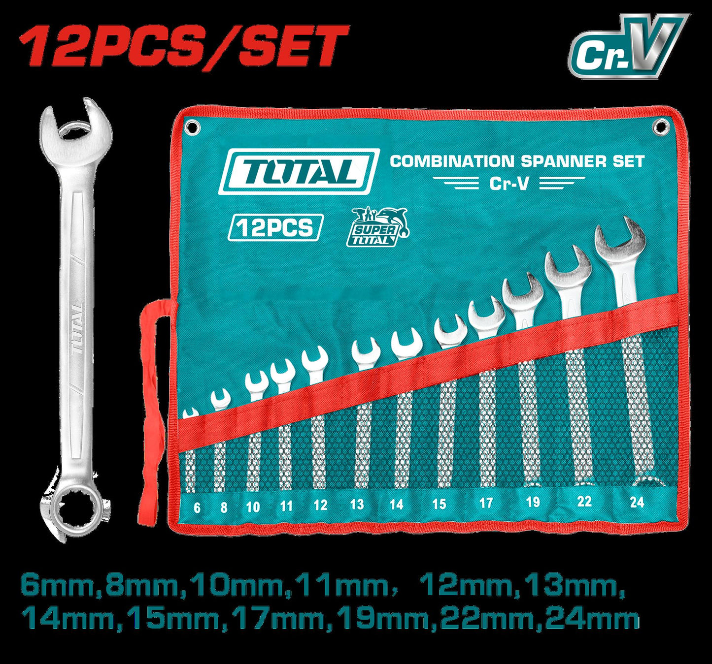 Llave Mixta Juego X 12 Pzs 624Mm Crv Super Total Tht1022121