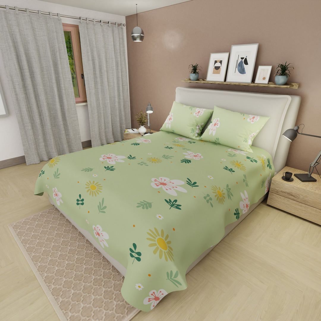 Juego De Sábanas 180 Hilos Jardín Sereno Verde