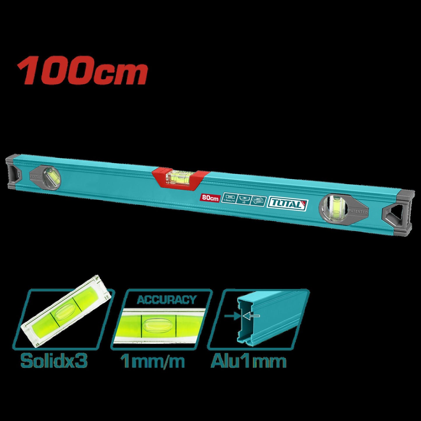 Nivel 100 Cm Aluminio Super  Total  Tmt210016