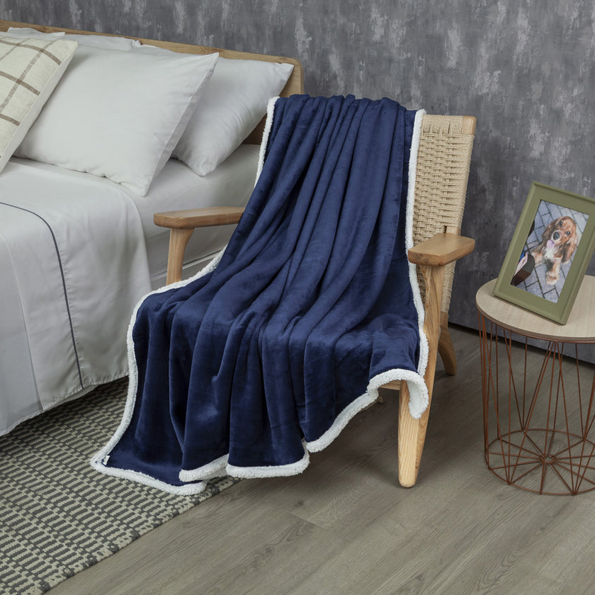 Cobija Ovejera Solo Fondo Azul Petróleo