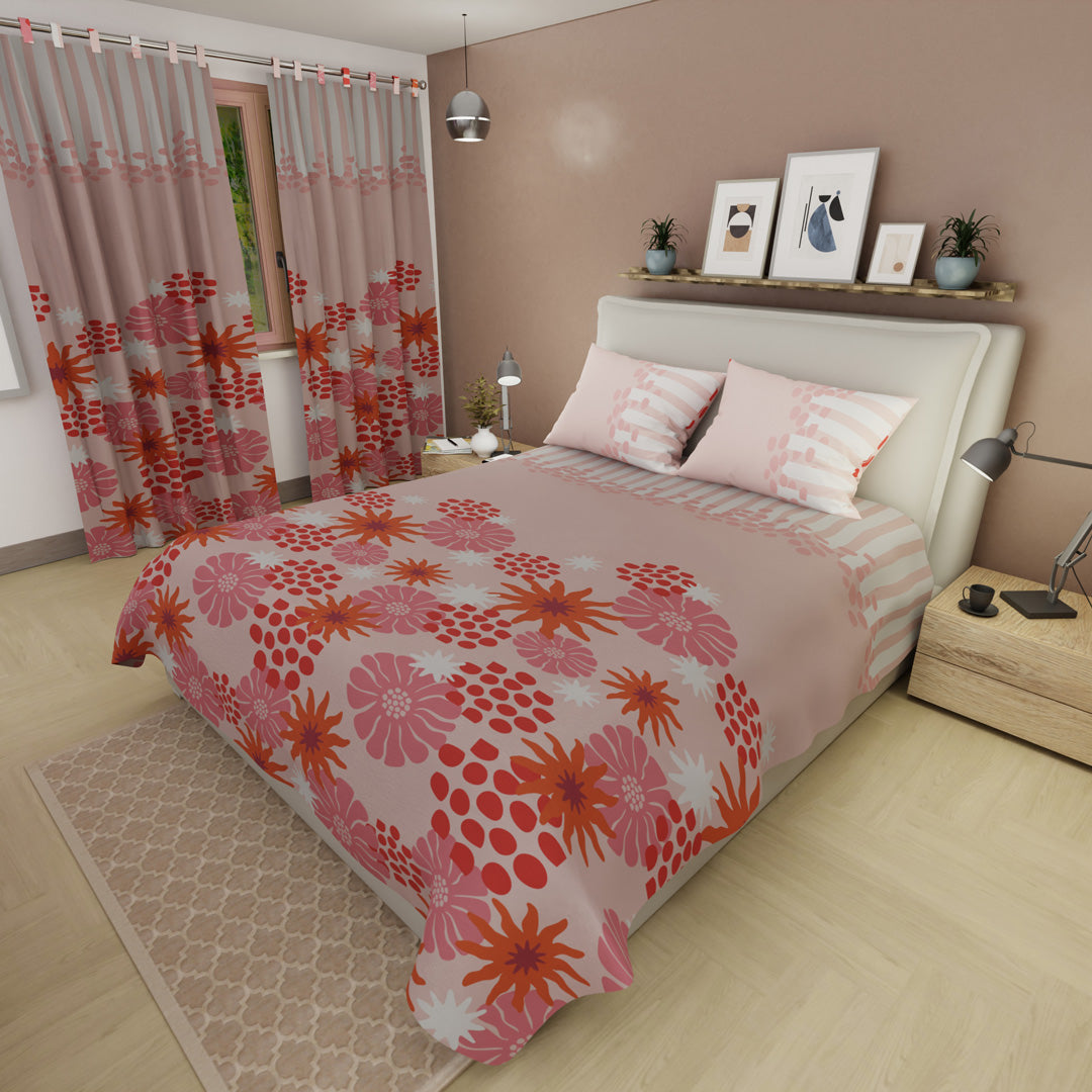 Juego De Sábanas Microfibra Suavizada Petalias Rosa