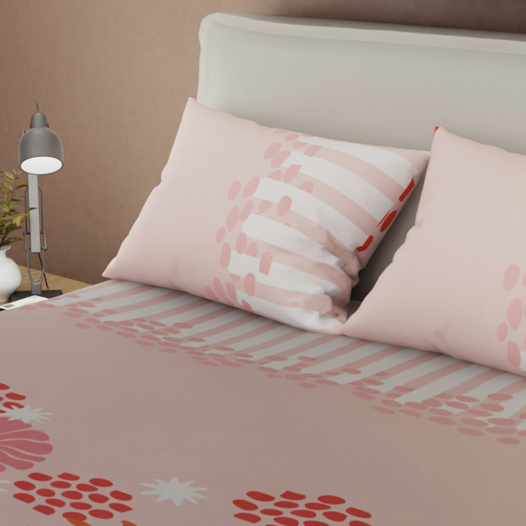 Juego De Sábanas Microfibra Suavizada Petalias Rosa