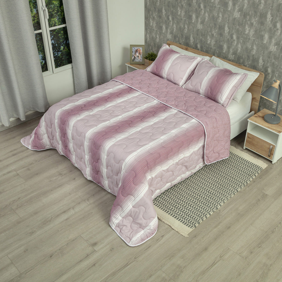 Cubrelecho Superacolchado Equilibrio Líneas Mora Confortable