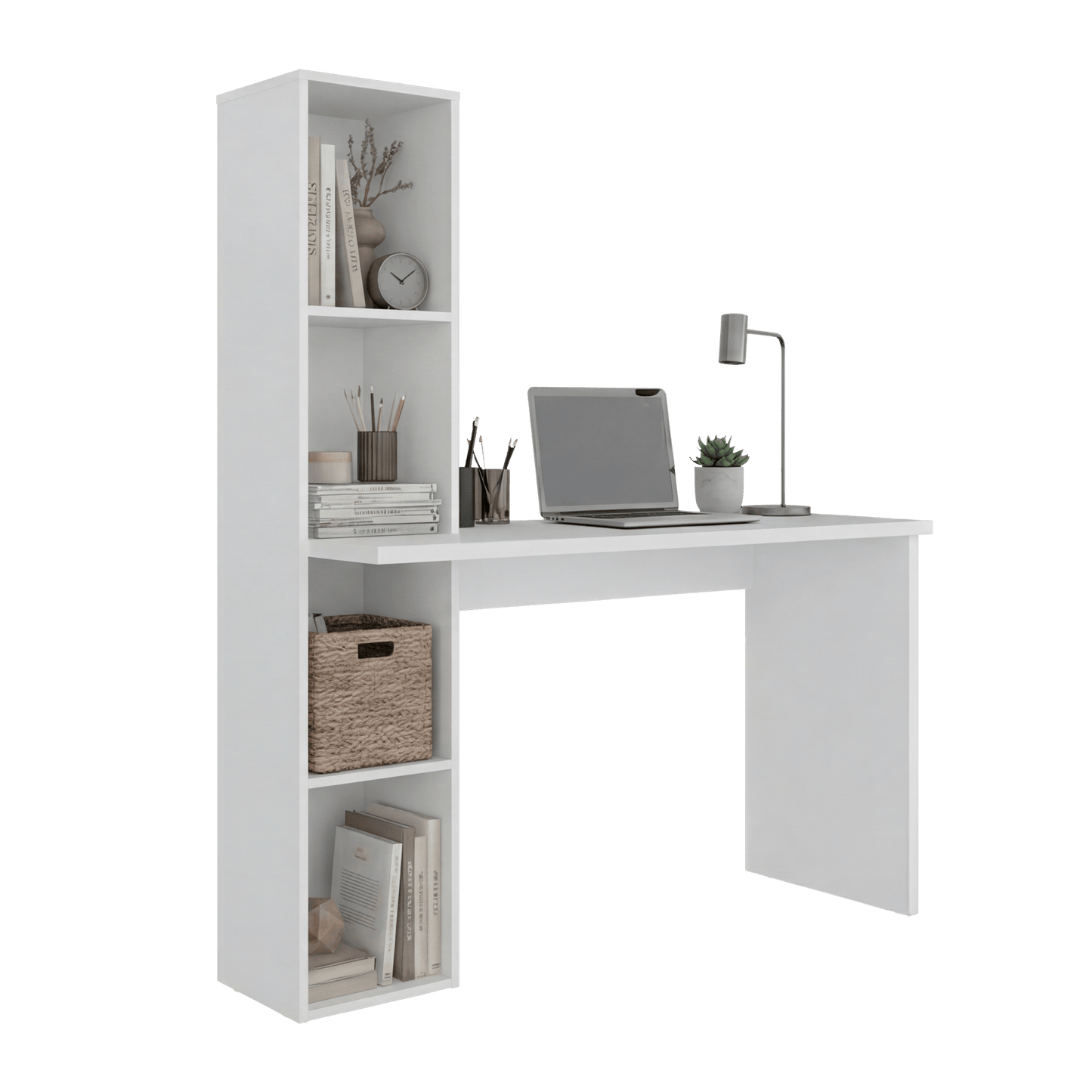 Escritorio Biblioteca Aston 145X120X45 Rta Blanco Zf