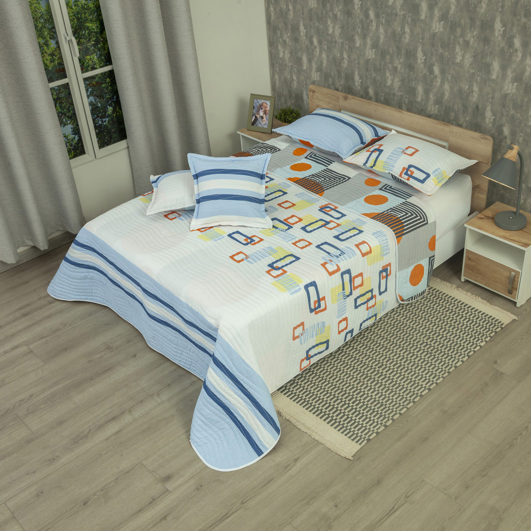 Cubrelecho Estampado Prensado Doble Faz Conexión Lineal