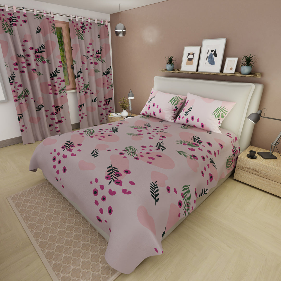 Juego De Sábanas Microfibra Suavizada Jardín Botánico Rosa