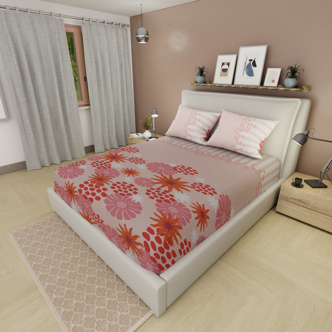 Sábana Ajustable Petalias Rosa