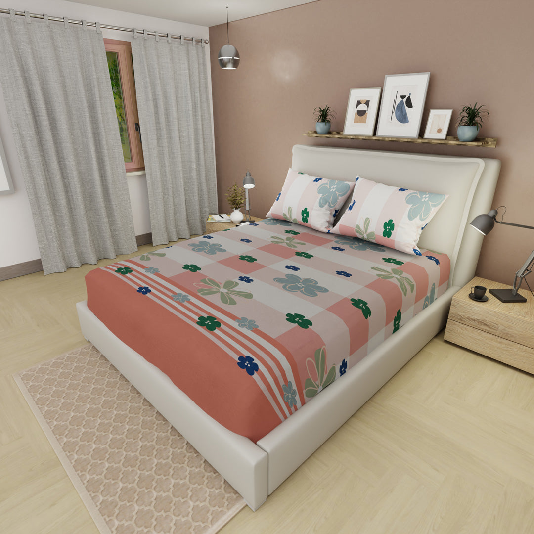 Sábana Ajustable Rosella Floral Salmon