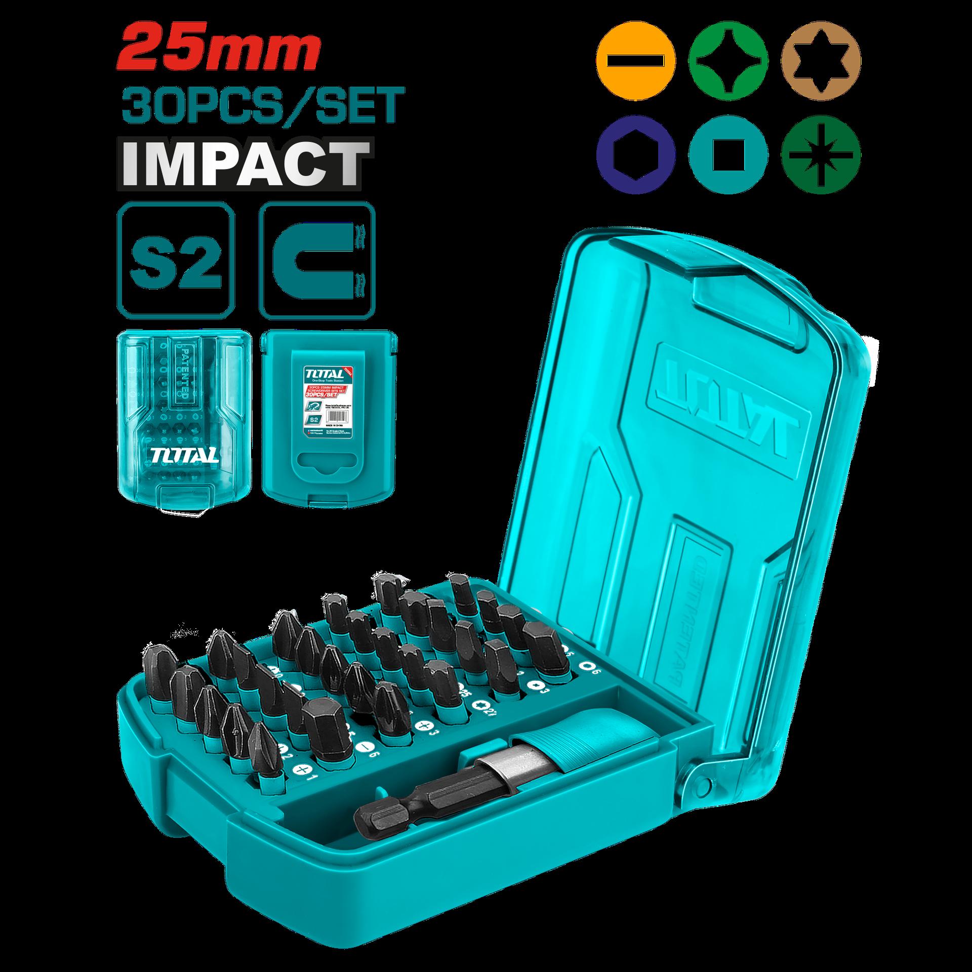 Juego De Puntas Destornillador Imantadas X 30 Pcs Industrial Super Total Tacsd18306